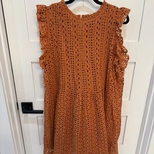 Eyelet Burnt Orange Sleeveless Dress